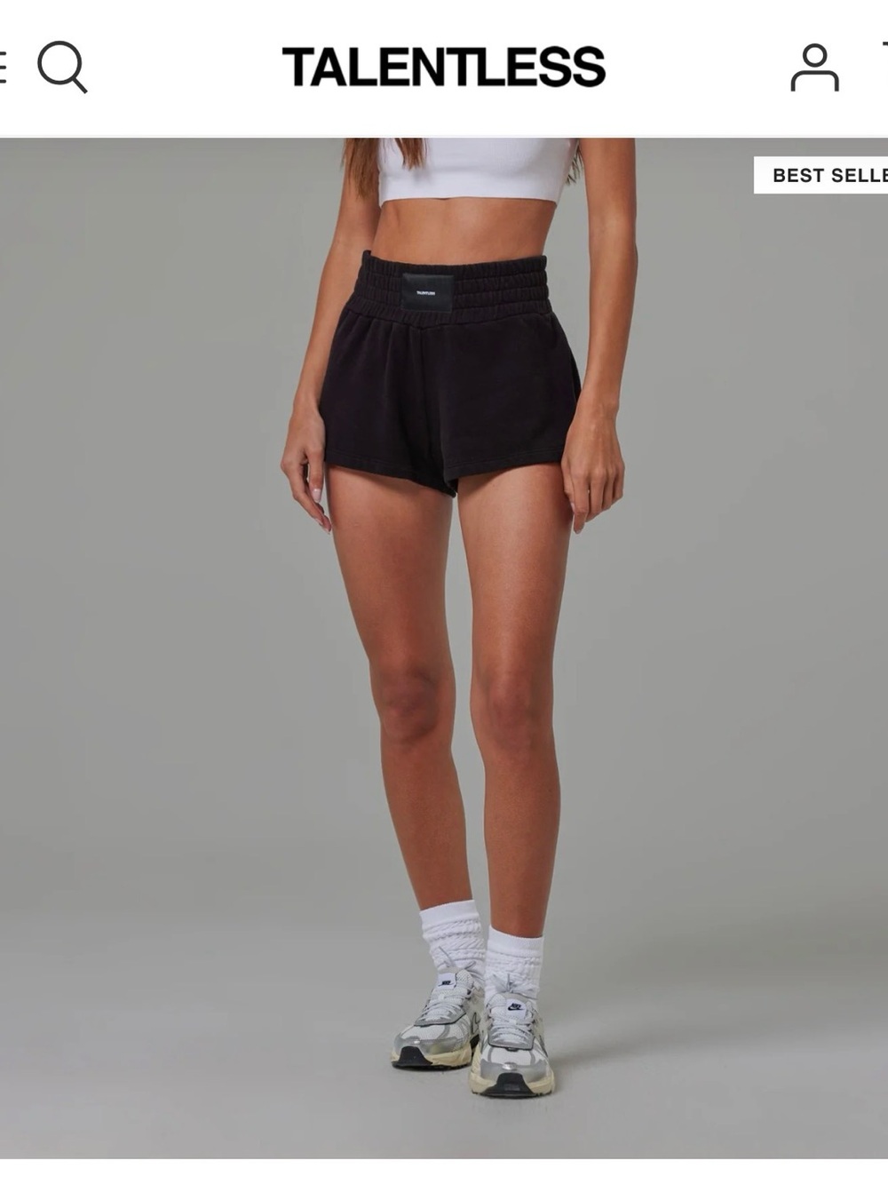 TALENTLESS Black High-Rise Terry Athletic Shorts Medium Boxing Shorts